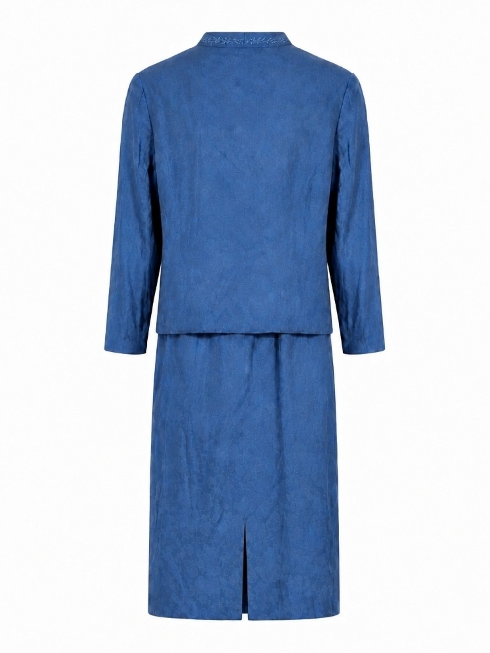 NWT VINTAGE karin stevens Dusty Blue Embroidered Midi Set Sz 16 - Picture 3 of 4